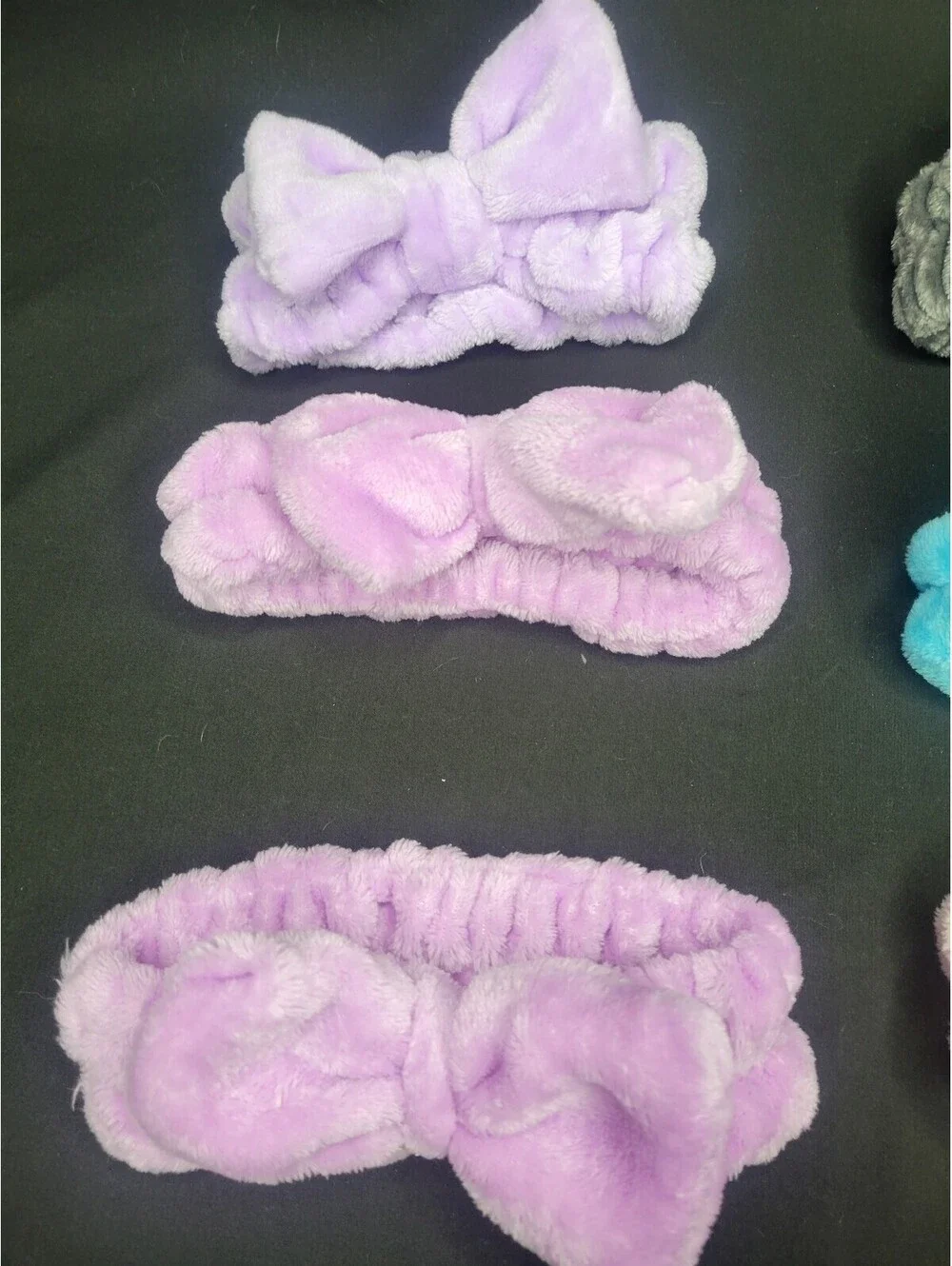 Lot of 9 Assorted Makeup Headband Soft Plush Pink Black Lavender Blue